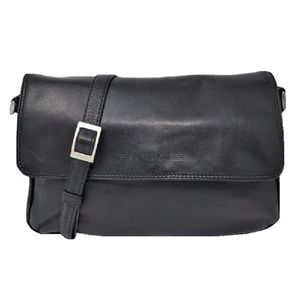 Derek Alexander Black Leather Flap Shoulder Bag